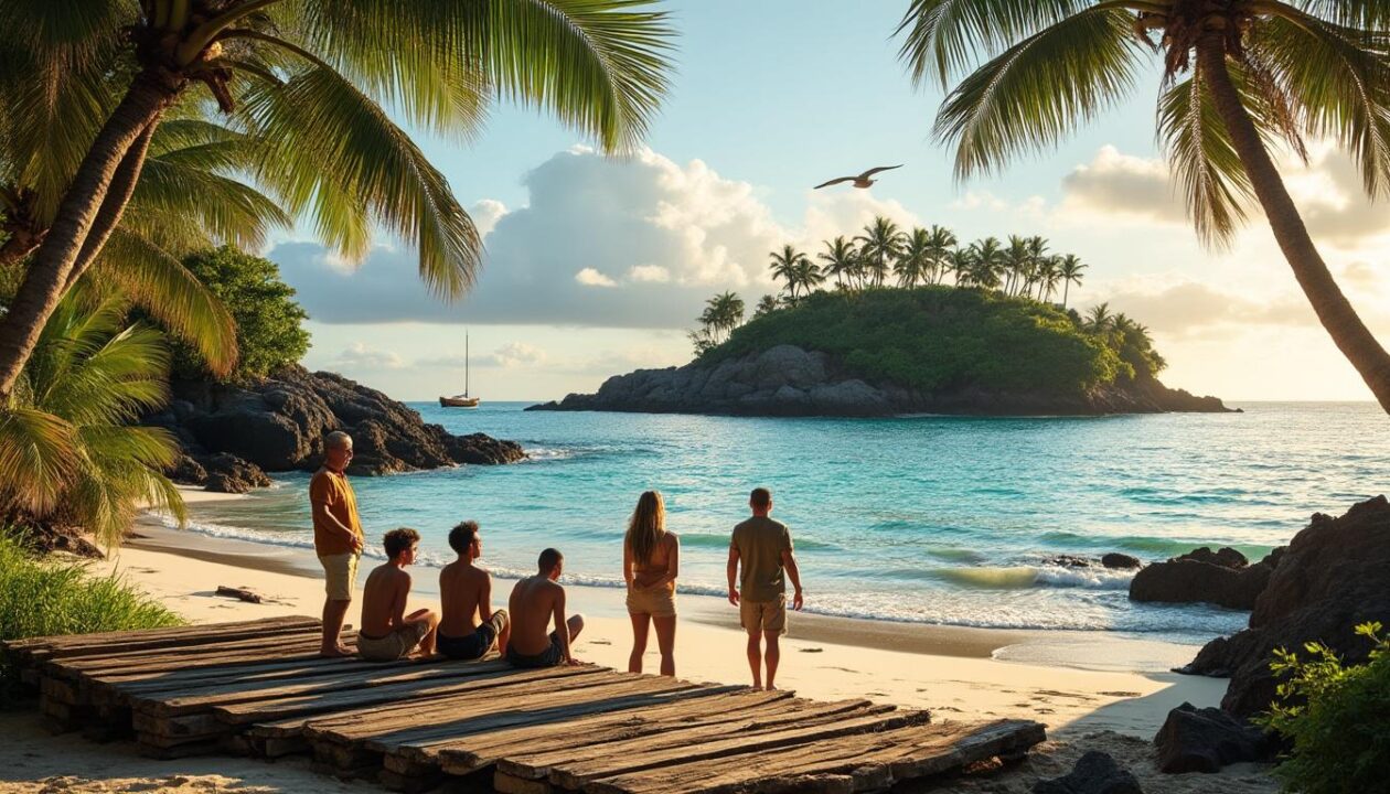 découvrez comment les îles deviennent des scènes où l'humanité révèle ses forces et ses ombres dans ce livre captivant.